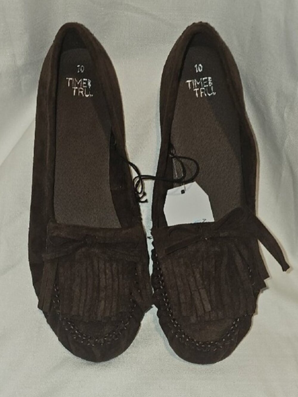 Time and Tru Women's Size 10 Chocolate Fringe Suede Moccasins New